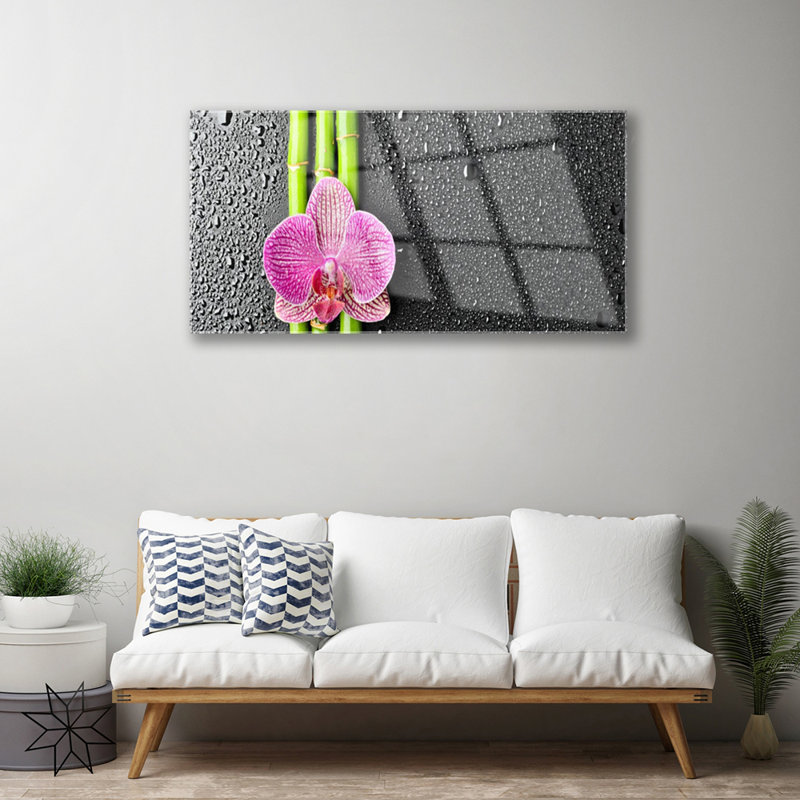 Floral Bamboo Tube Flower - No Frame Print on Glass