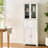 White Kitchen Storage With Two Glass Doors, Adjustable Shelf, And Drawers - 11.8" Wide, 23.6" Deep, 67" High, Tall Pantry Shelf Ideal For Storing Gluten Ingredients | Assembly Guide