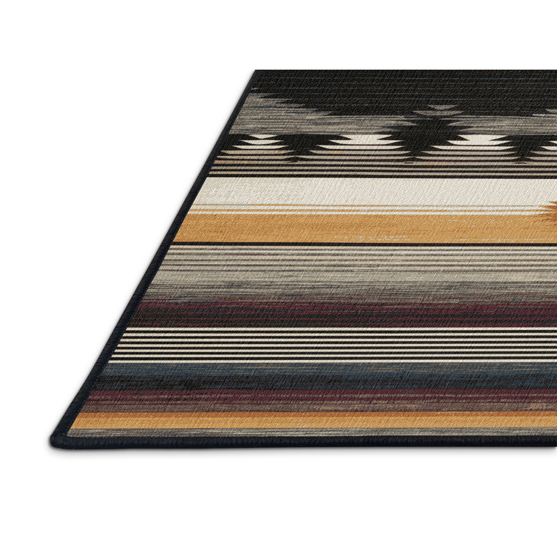Washable Sunrise Stripe Southwestern Area Rug, Rectangle 7' x 10'