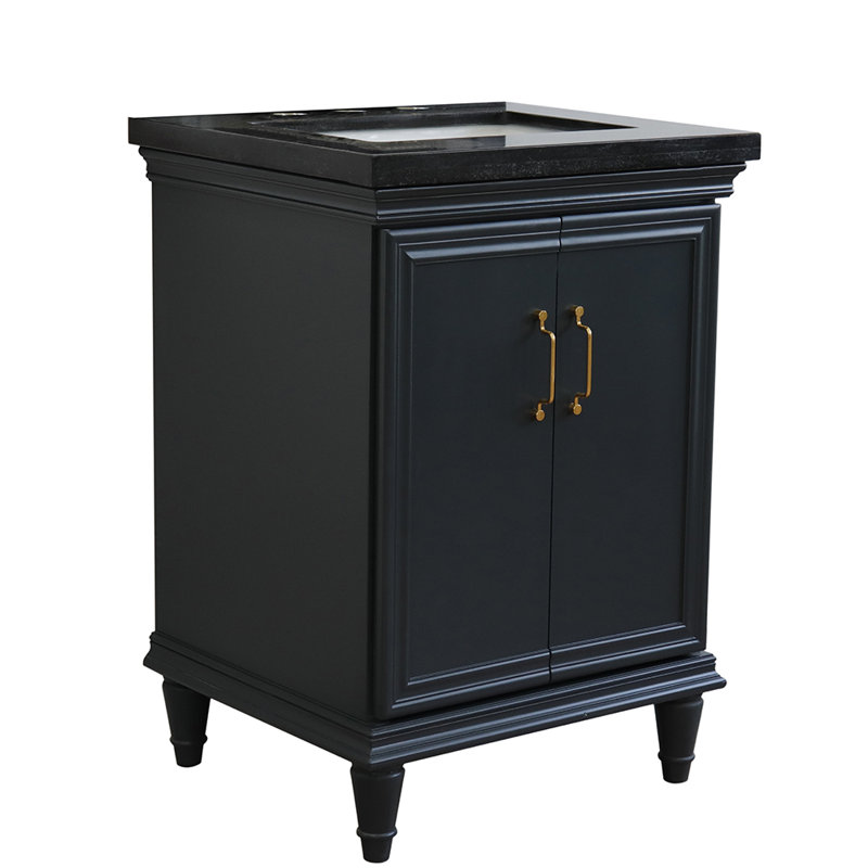 Ilfracombe 25'' Single Bathroom Vanity with Top, Dark Grey, Black Galaxy Granite