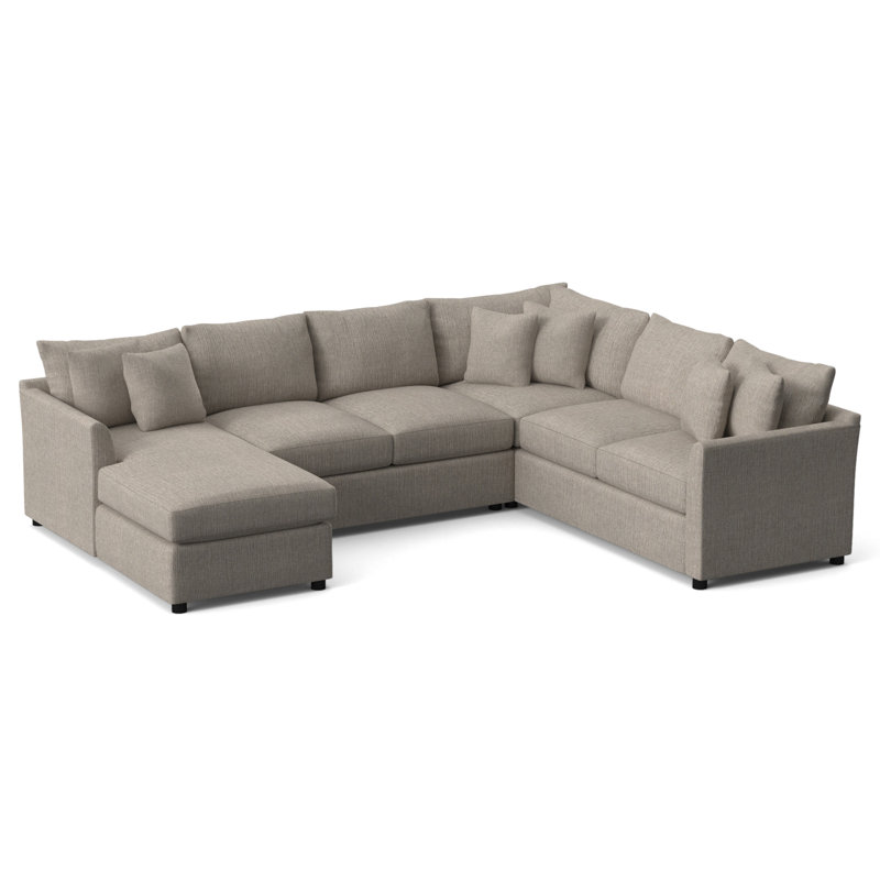 Cecelia 119" W Sinuous Springs 6-Person 3-Piece U-Shaped Sectional, Drusky Linen Sustain® Basketweave, Left Hand Facing