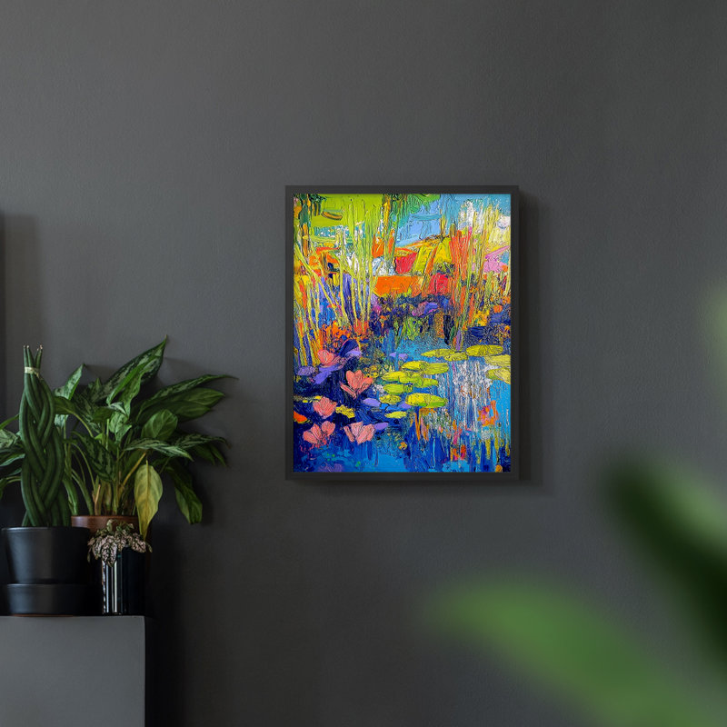 Série FLORAL DCII - Impression encadrée de qualité supérieure - Prêt à accrocher - Aucun clou requis, Noir, H 29 po x l 23 po