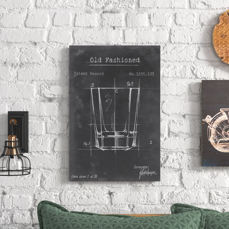 «Barware Blueprint I» par Ethan Harper - Estampe numérique sur toile tendue avec châssis, H 12 po x l 8 po, Toile tendue