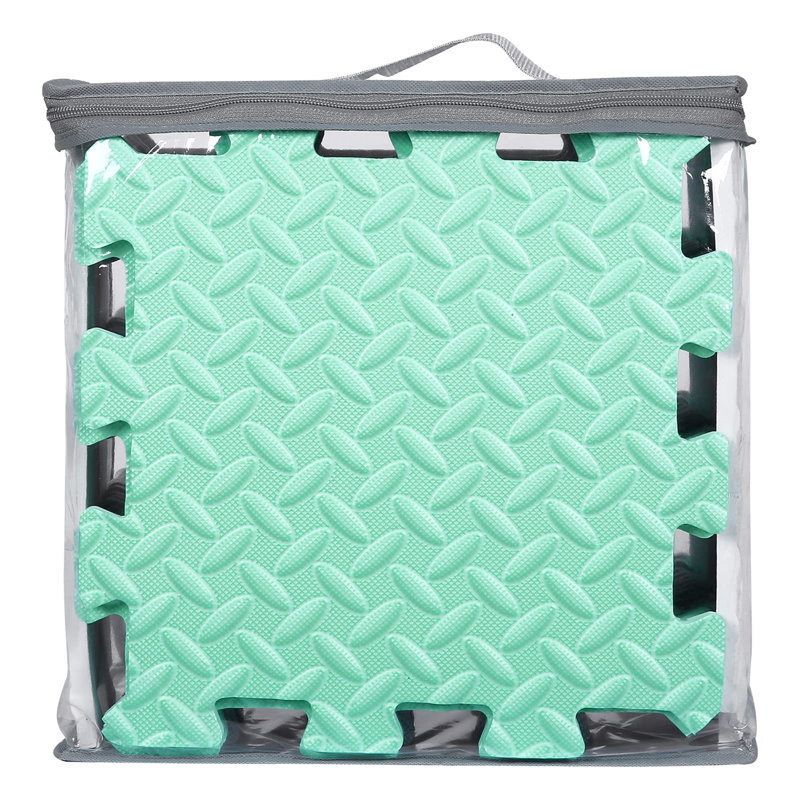 48'' L Interlocking Foam Playmat, White/Gray/Mint Green