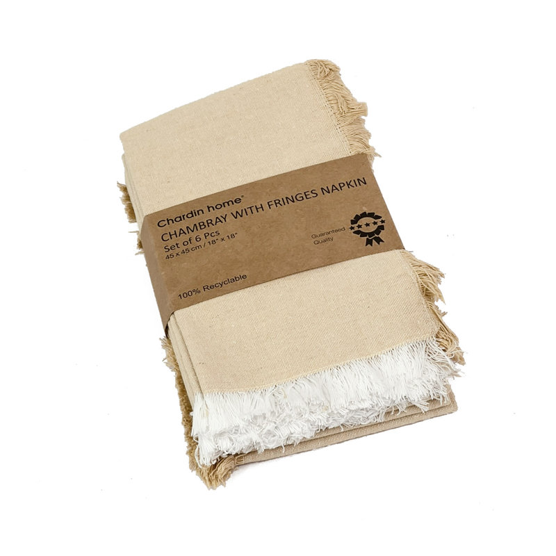 Ambrister No Pattern Square Napkin, Beige/White