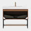Meuble-lavabo 36 po, meuble de rangement autoportant rayé avec tiroir et tablette ouverte, comptoir en pierre frittée Carrara et lavabo encastré en céramique, pré-assemblé-121865583-121865581