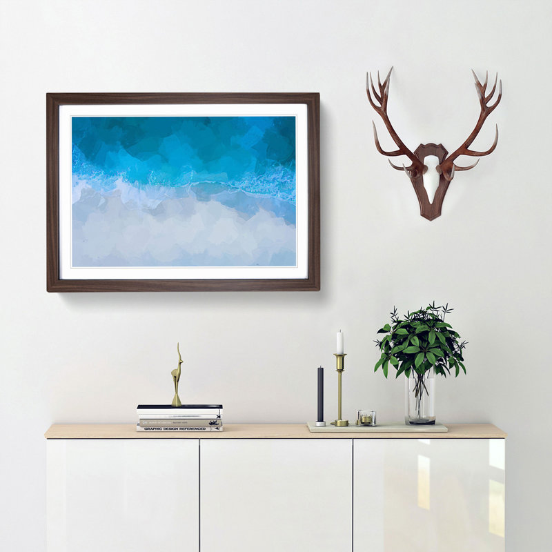 Edge of the Ocean in the Maldives in Abstract - Picture Frame Graphic Art Print, Walnut Framed, 36cm H x 48cm W x 2cm D
