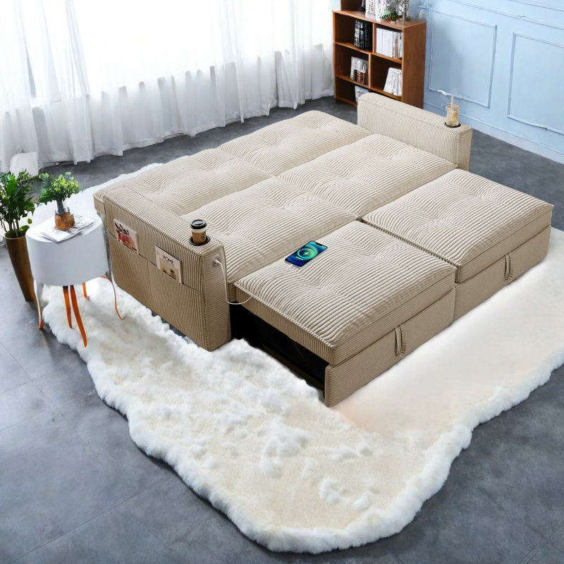 Compact Multi-functional Sofas, Corduroy Convertible Bed For Home