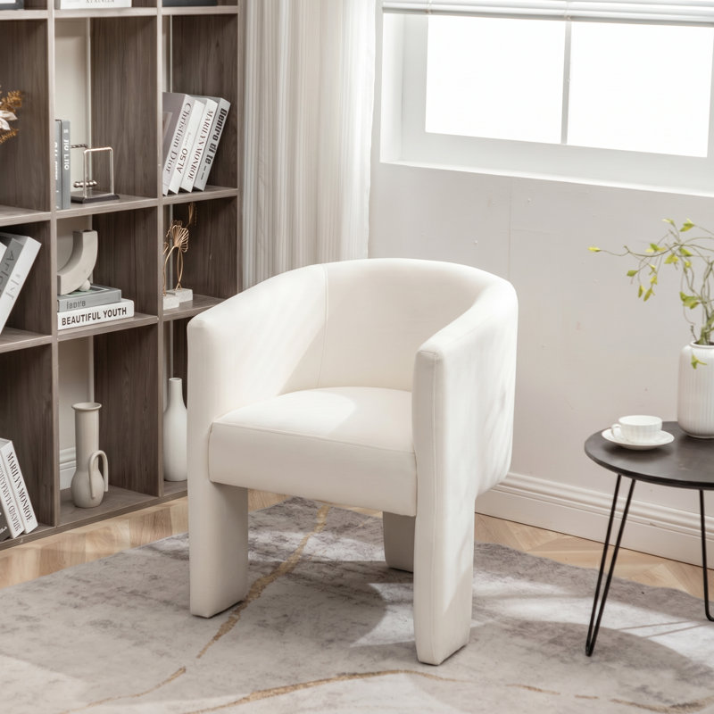 Fauteuil demi-tonneau en velours, Beige