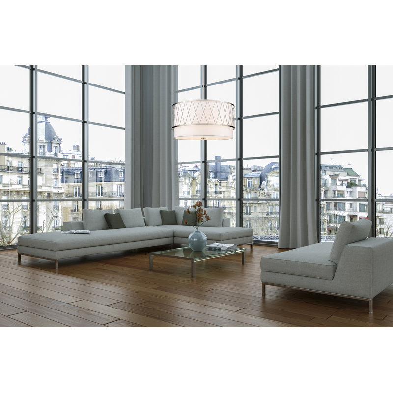Luminaire suspendu 5 lumières Dalton, Nickel brossé