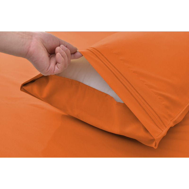  Ensemble de draps 1800 fils en rayonne de bambou, Très grand, Orange brûlé