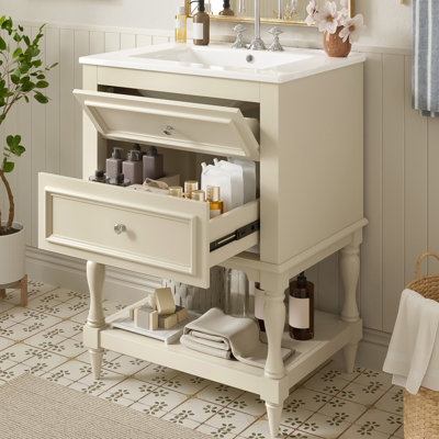 24'' Vintage Bathroom Vanity With Ceramic Sink