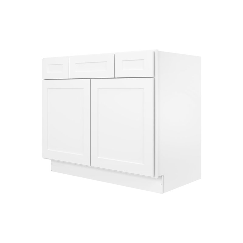 Meuble-lavabo de style Shaker à 2 tiroirs, sans comptoir, à assembler soi-même, 53 cm (P) x 107 cm (L) x 88 cm (H), blanc