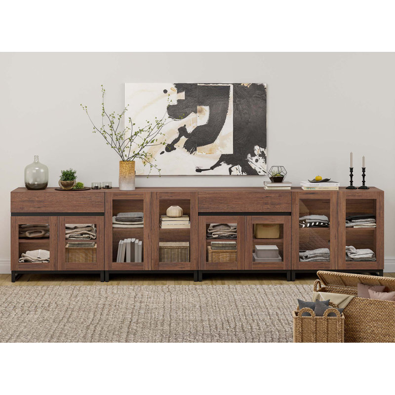 4 In 1 Multifunctional Dresser With Glass Doors And 2 Drawers, Modern Chest Of Drawers With Adjustable Shelf And Metal Base, Closet Organizers And Storage Cabinet