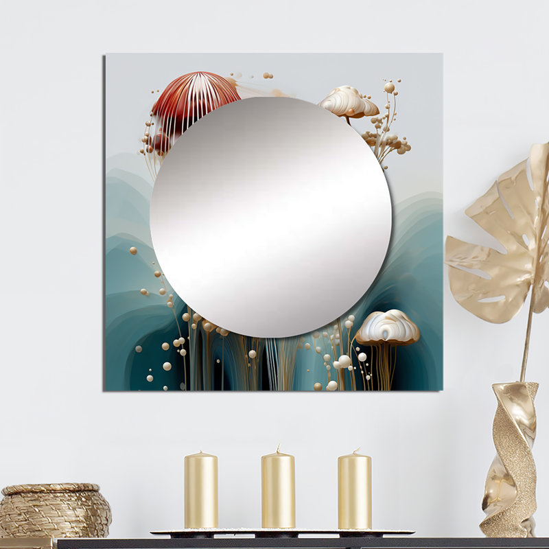 Fawziya - Grand miroir carré abstrait Botanicals, 36 po x 36 po