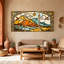Ensemble de 3 reproductions d'art sur toile avec vitrail paysage avec oiseaux et montagnes-2038157919