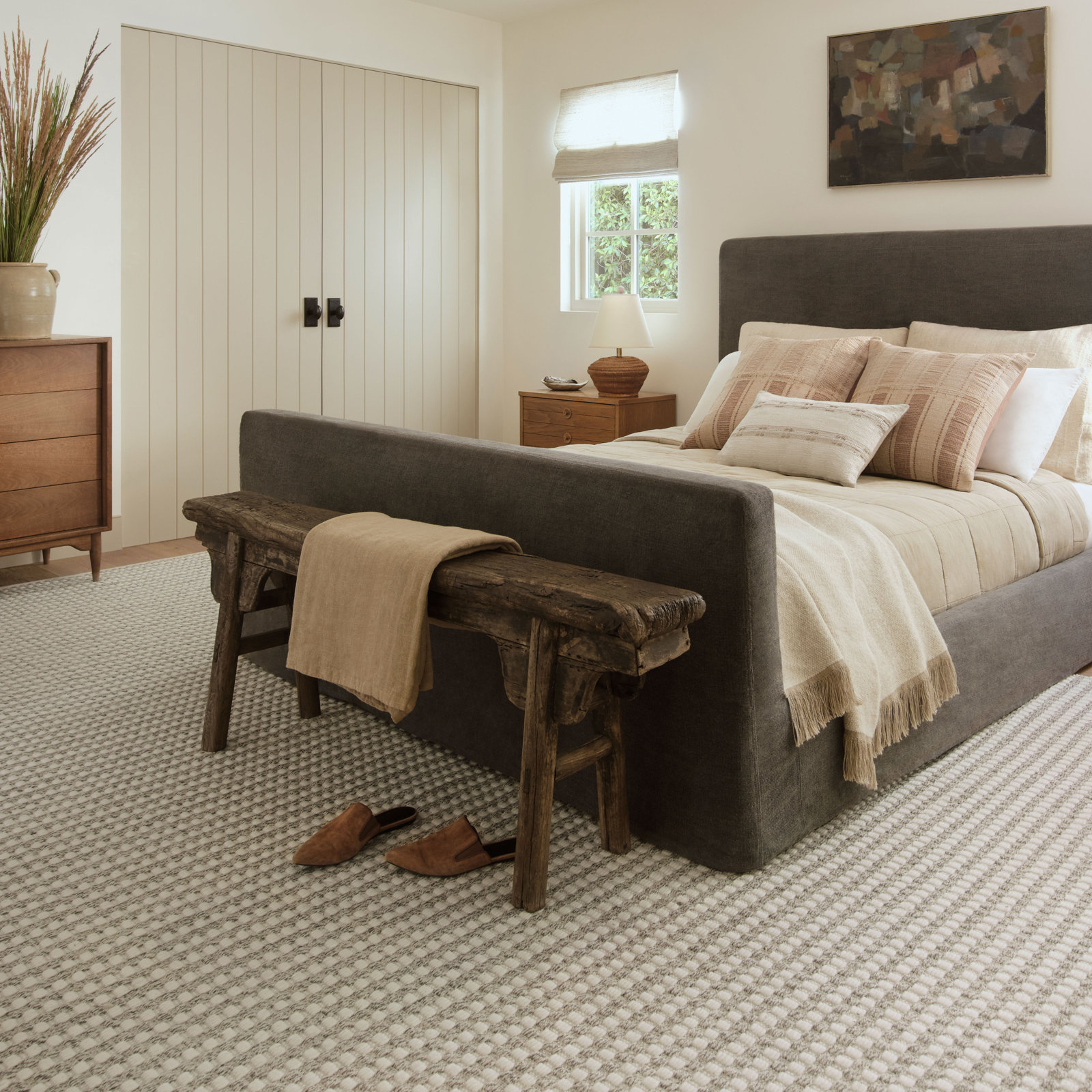 Amber Lewis x Loloi Ojai Ivory Stone Geometric Rug, Rectangle 2'3" x 3'9"