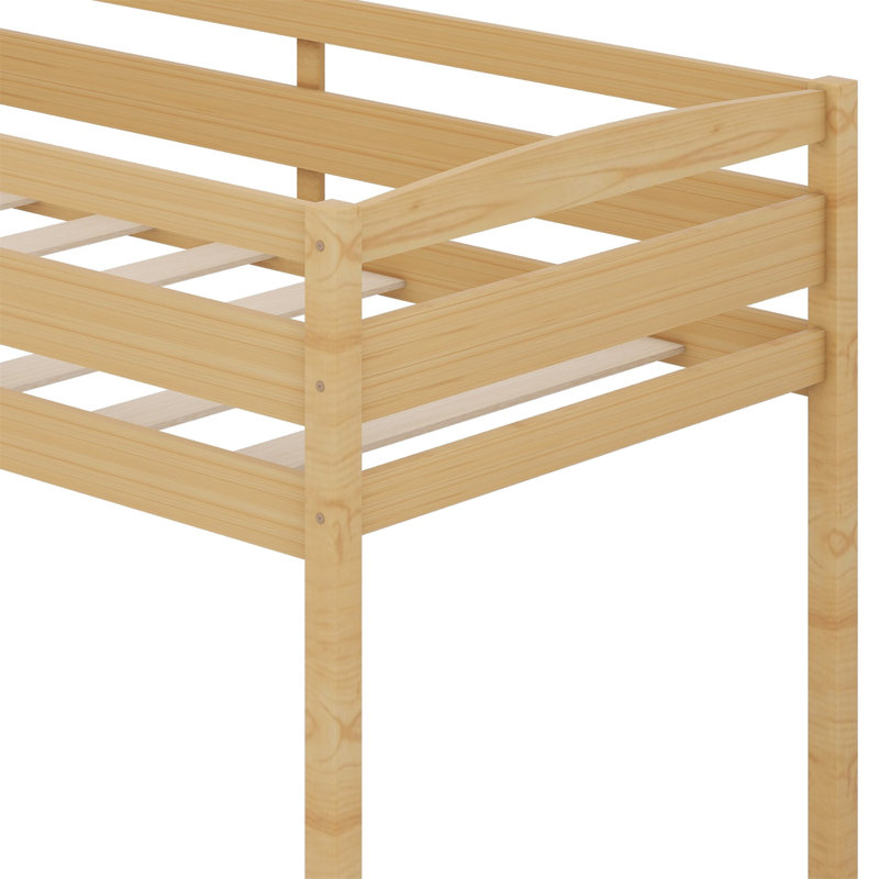 Wood Low Loft Bed With Ladder