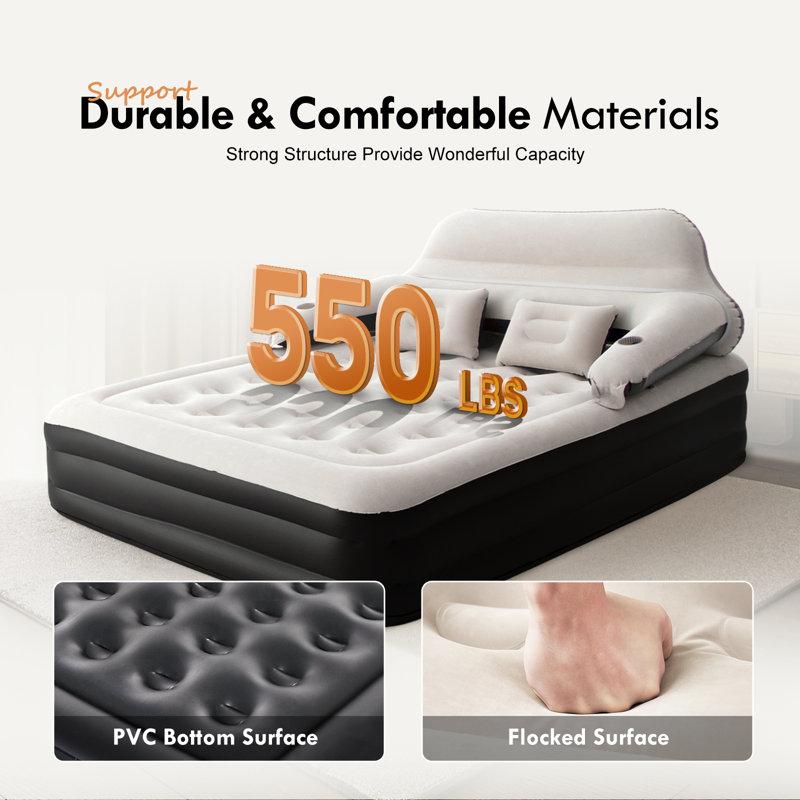 Rohrersville 15'' Air Mattress with Headboard and Air Pump, Queen