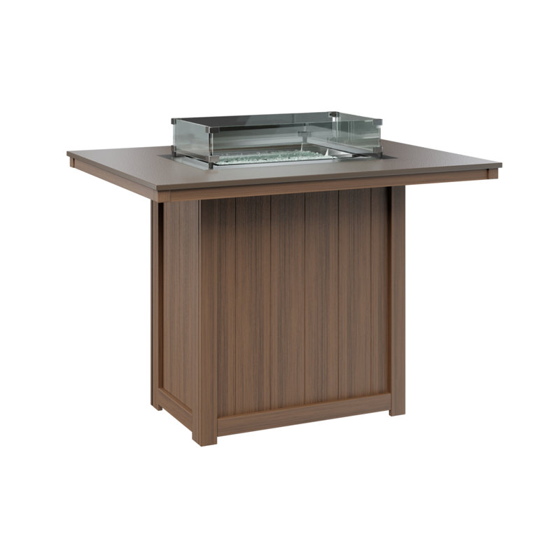 Berlin Gardens Donoma Dining Fire Pit Table, Hammered Top Bronze with Antique Mahogany Base, 39" H x 41" W x 54" D