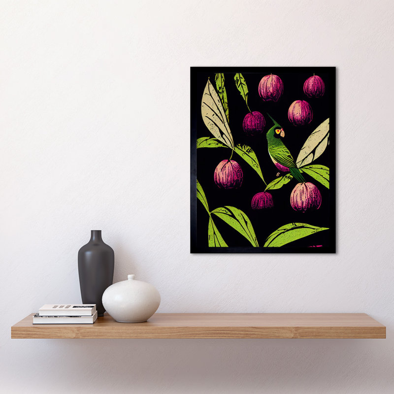 Parrot In Tree Fruit Bright - Single Picture Frame Print