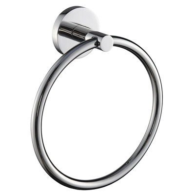 3Starz Silver Stainless Steel Towel Ring Holder - Thickened Rustproof Bathroom Towel Hanger - Modern Round Wall Mounted Hardware For Hand/Bath Towels