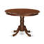 L'ensemble de table de cuisine 5 pièces pour 4 personnes comprend une table de salle à manger ronde avec piédestal et 4 chaises de salle à manger en simili cuir brun, acajou-1783130959-1800375220-1869960863