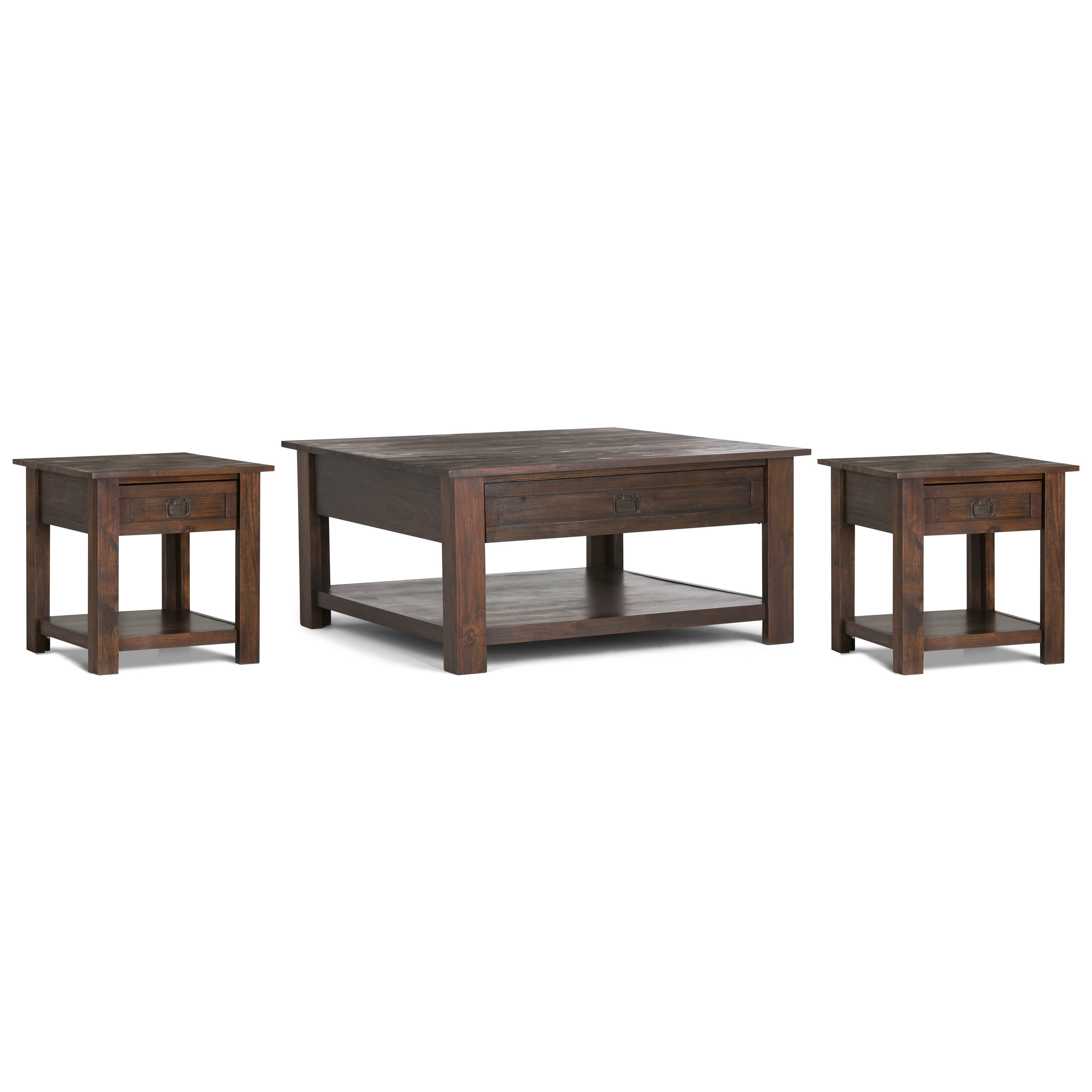 Simpli Home Monroe Solid Acacia Rustic 38 Inch Wide Coffee Table With 2 ...
