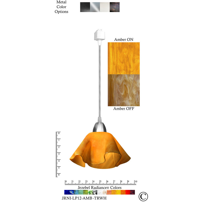 Luminaire suspendu Dale, Petit, Nickel, Ambre jaune