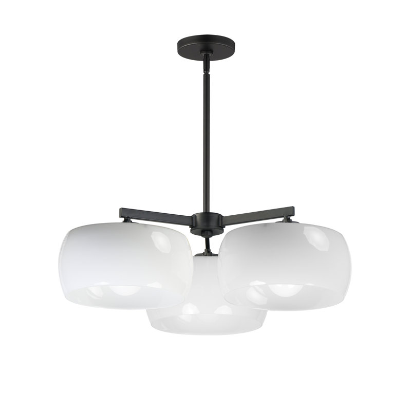 Glazed-Chandelier, Black, 3 Lights
