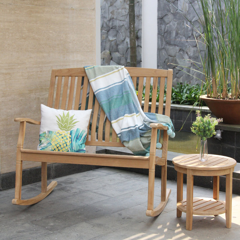 Anayha 2-Person Teak Outdoor Seating Group, Naturel, 18"