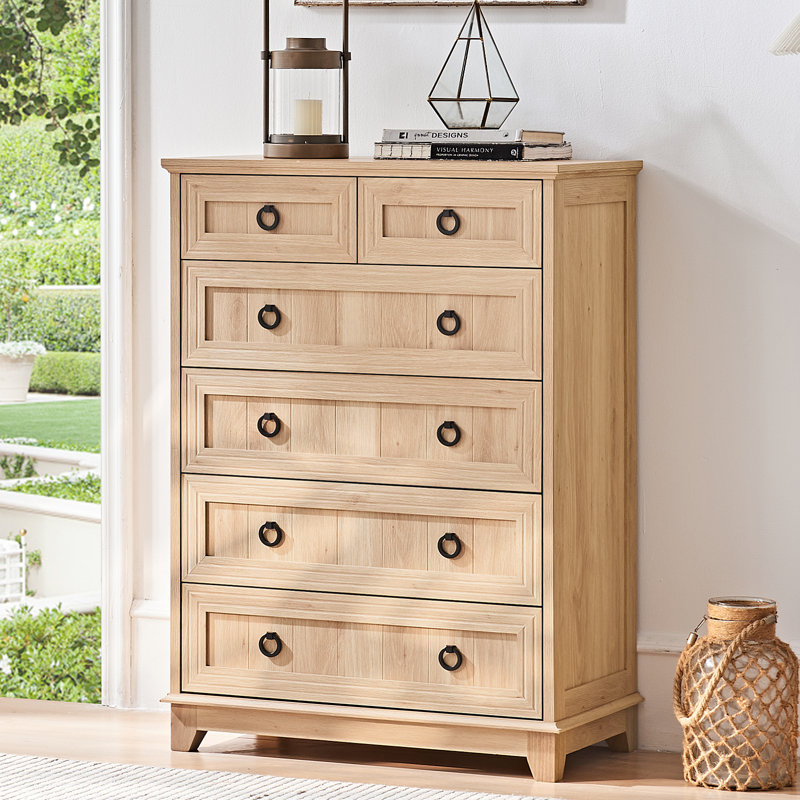Farmhouse 6 Drawer Dresser For Bedroom, 41" Tall Small Dressers & Chest Of Drawers, Rustic Wood Dresser With Metal Handle, Storage Organizer Closet For Living Room, Hallway, Entryway