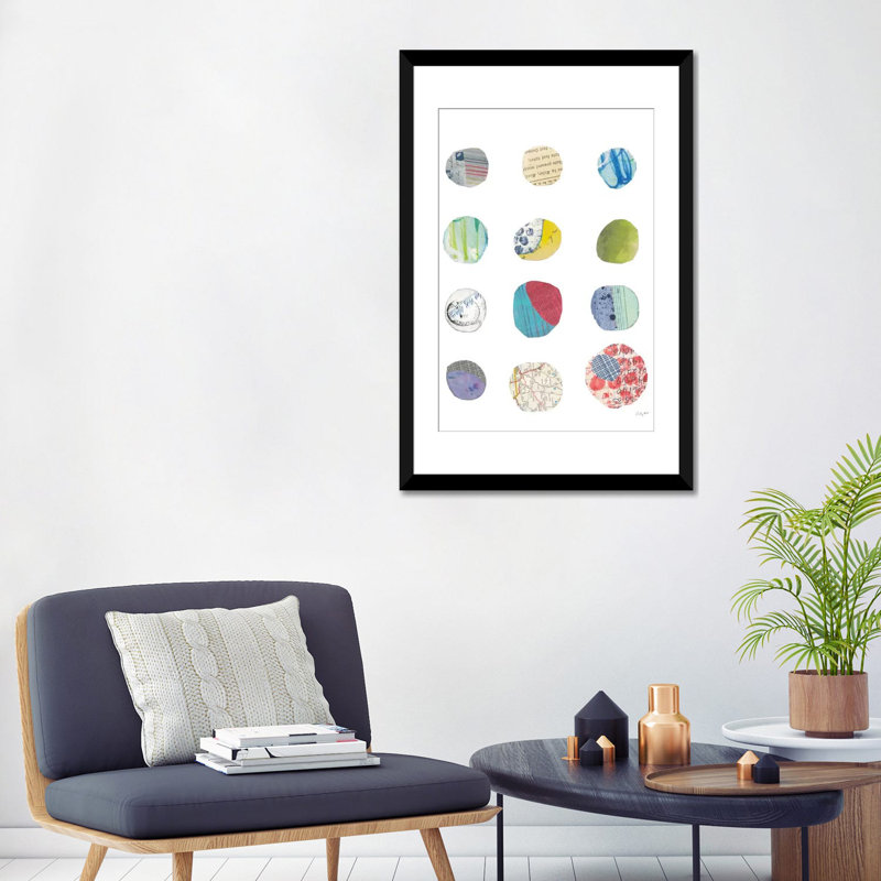 « geometric collage ii », impression sur toile, Papier d'art encadré noir, Blanc, H 32 po x l 24 po x P 1 po