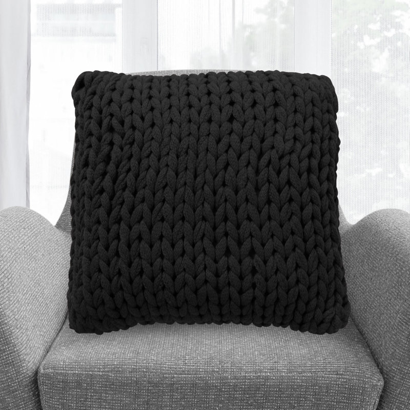  Housse et insert de coussin carré tricoté pour l'extérieur, Noir