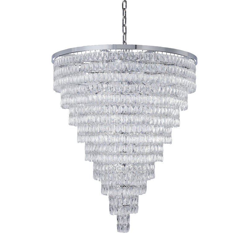 Lustre rond en cristal 32 lumières Transitional, Chrome