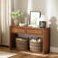Rustic Wooden Console Table With Storage Drawers And Open Shelf, Elegant And Functional For Hallway, Living Room And Sofa Area-1690888974