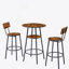 Round Bar Stool Set With Shelves, Stool With Backrest Rustic Brown