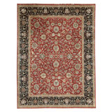 Hand Knotted Wool Oriental Area Rug in Red And Black