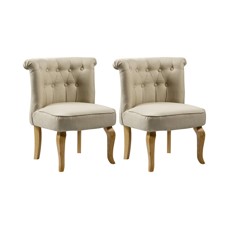 Meriwether Tufted Fabric Upholstered Dining Chair, Beige