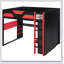 Wood Loft Bed With Desk, Multi-Storage Shelves,USB And RGB Light-2096490035