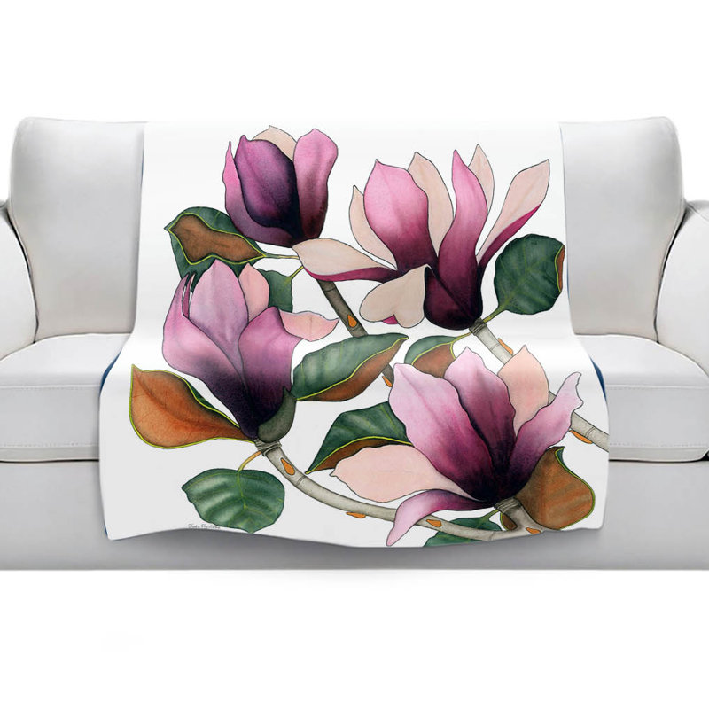 Couverture de sherpa magnolias doux 4 mauves, l 68 po x L 80 po