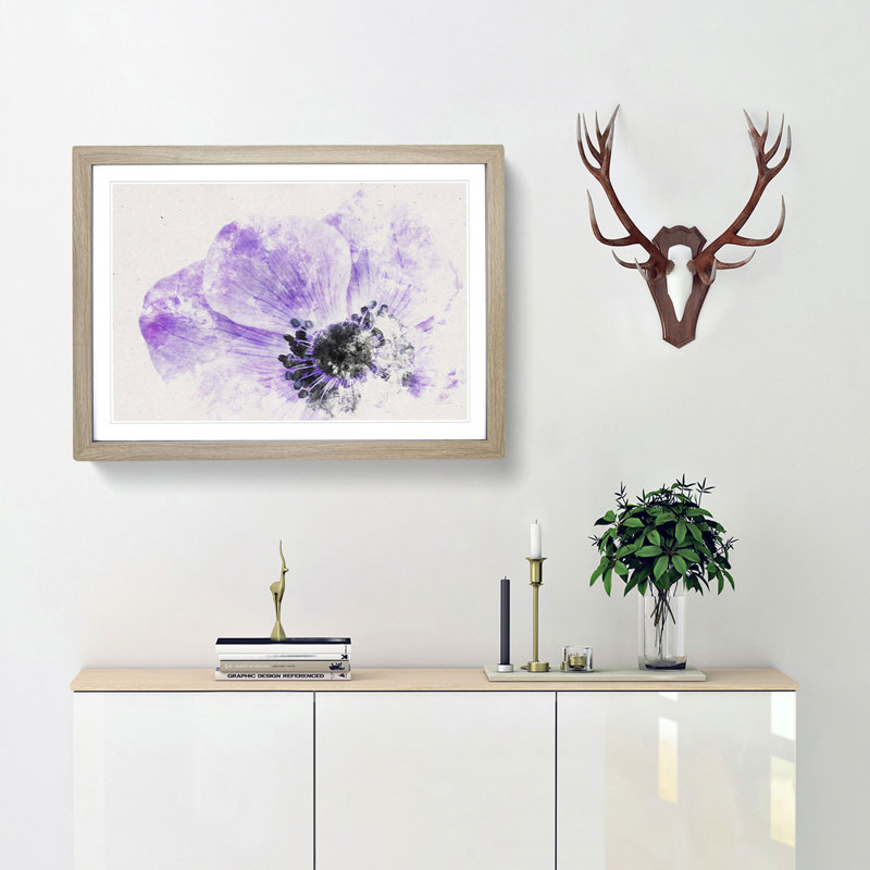 Purple Anemone Flower - Framed Print, Oak Framed, 62cm H x 87cm W x 2cm D