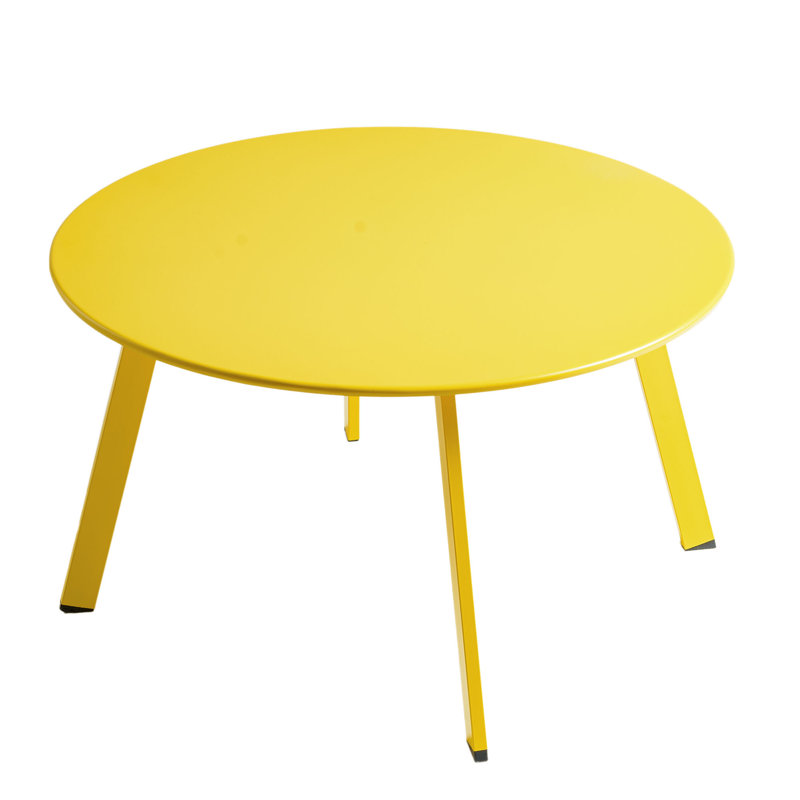 Round Metal Outdoor Coffee Table , 70cm cm W 70cm cm D, Yellow