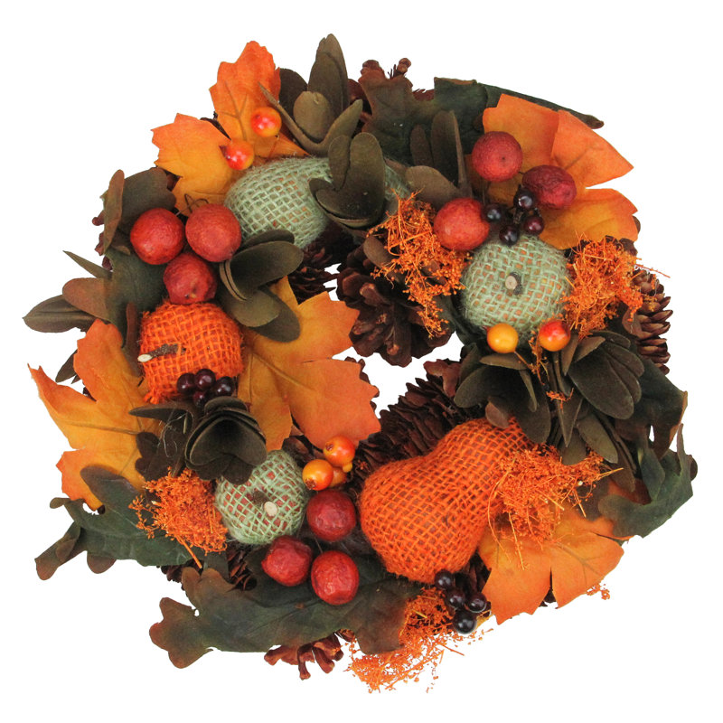 Décoration de guirlande de courges et baies d'automne, H 10 po x l 10 po x P 3 po