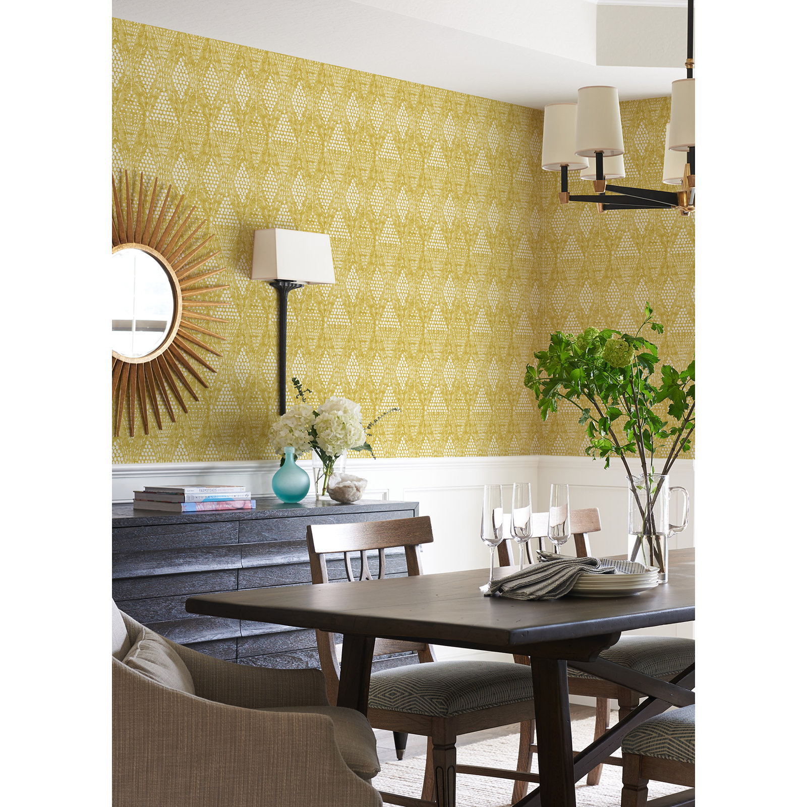 Aveta Geometric Wallpaper, Yellow