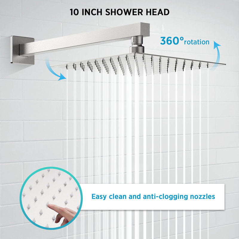 Complete Shower System with Rough in-Valve, Brushed Nickel