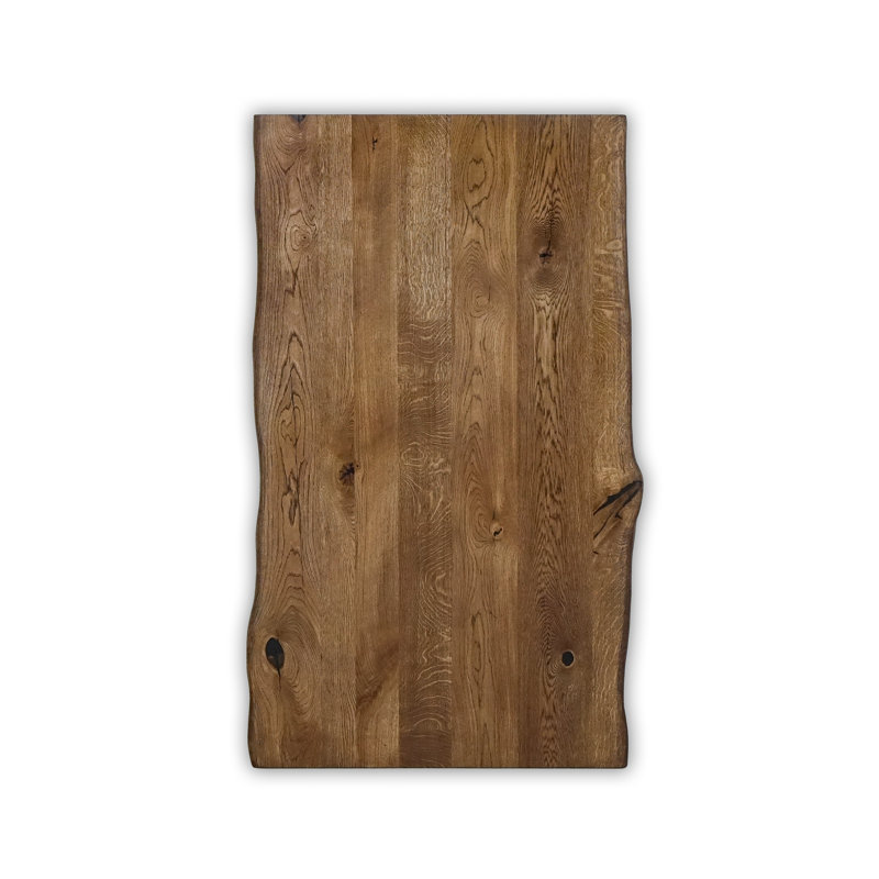 Marquand Oak Rectangular Wood Top Dining Table with Steel Base, 79H x 160L x 80W cm, Brown Oil