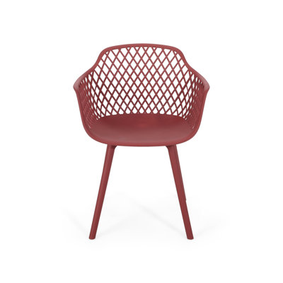 Chaise de coquelicot pour l'extérieur: intempéries, fabrication stable, polypropylène rouge, l 22,76 po x l 21,06 po H 32,44 po, assise moderne: résistante aux intempéries, stable,