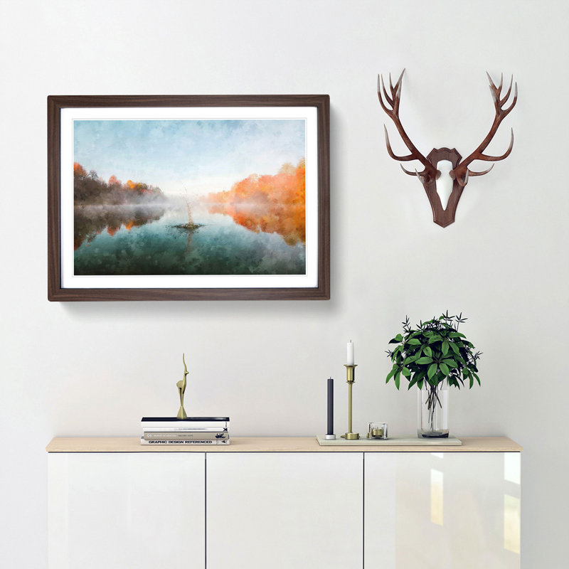 Lake Splash - Picture Frame Painting Print, 24cm H x 33cm W x 2cm D, Walnut Framed