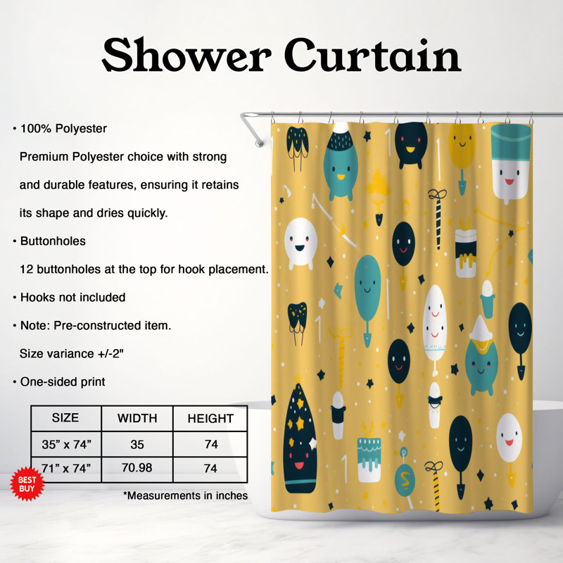 Rideau de douche Celebration Joy - Premium, H 74 po x l 71 po